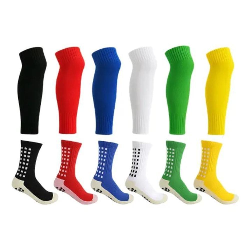 3X Kit Meia Antiderrapante Pro Soccer + Meião Cortado Caneli