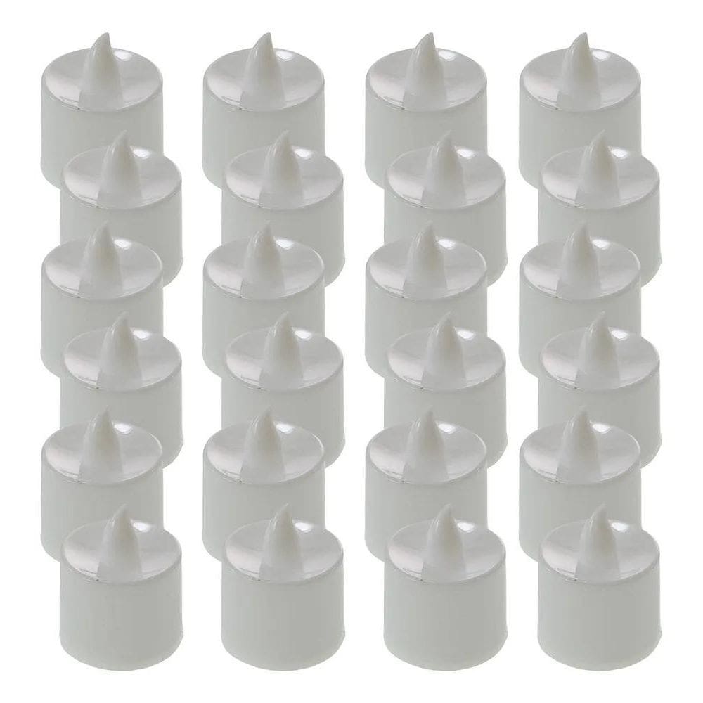 Kit Com 24 Vela Branca Decorativa Led Luz Amarela Artificial