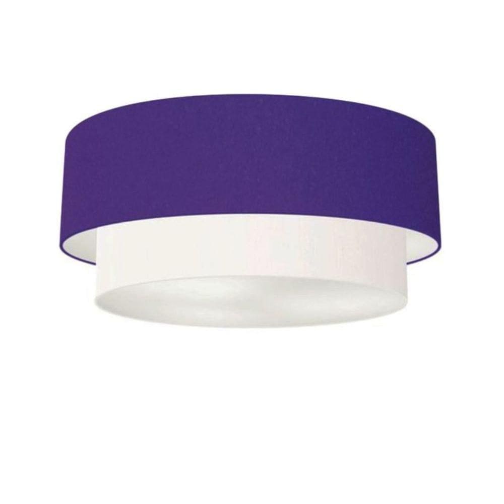 Plafon Duplo Cilíndrico Vivare Md-3064 Cúpula Tecido 70x60cm - Bivolt Roxo-branco 127/220v