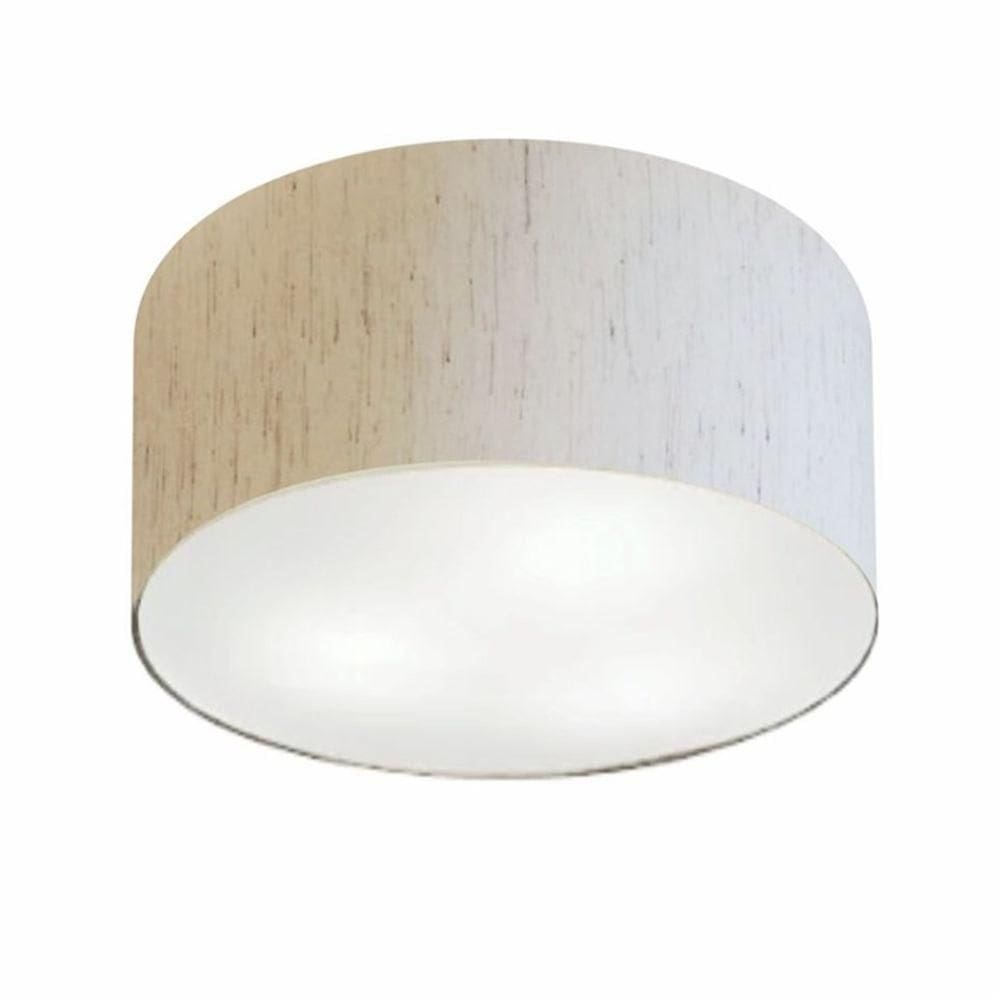 Plafon Cilíndrico Md-3048 Cúpula Em Tecido 50x21cm Linho Bege - Bivolt