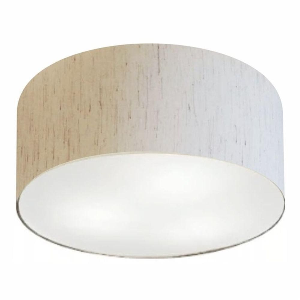 Plafon Cilíndrico Md-3055 Cúpula Em Tecido 80x21cm Linho Bege - Bivolt