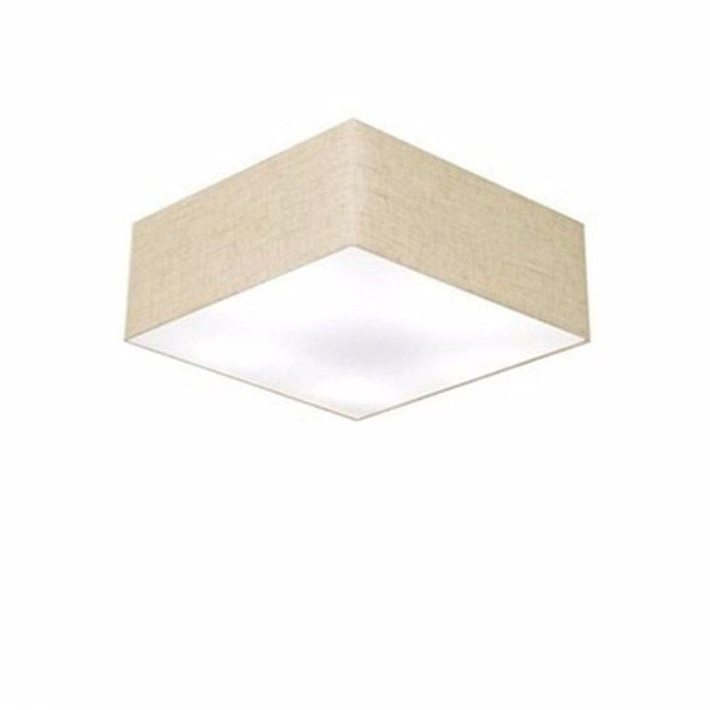 Plafon Quadrado Vivare Md-3050 Cúpula Em Tecido 12/40x40cm - Bivolt Rustico-bege 127/220v