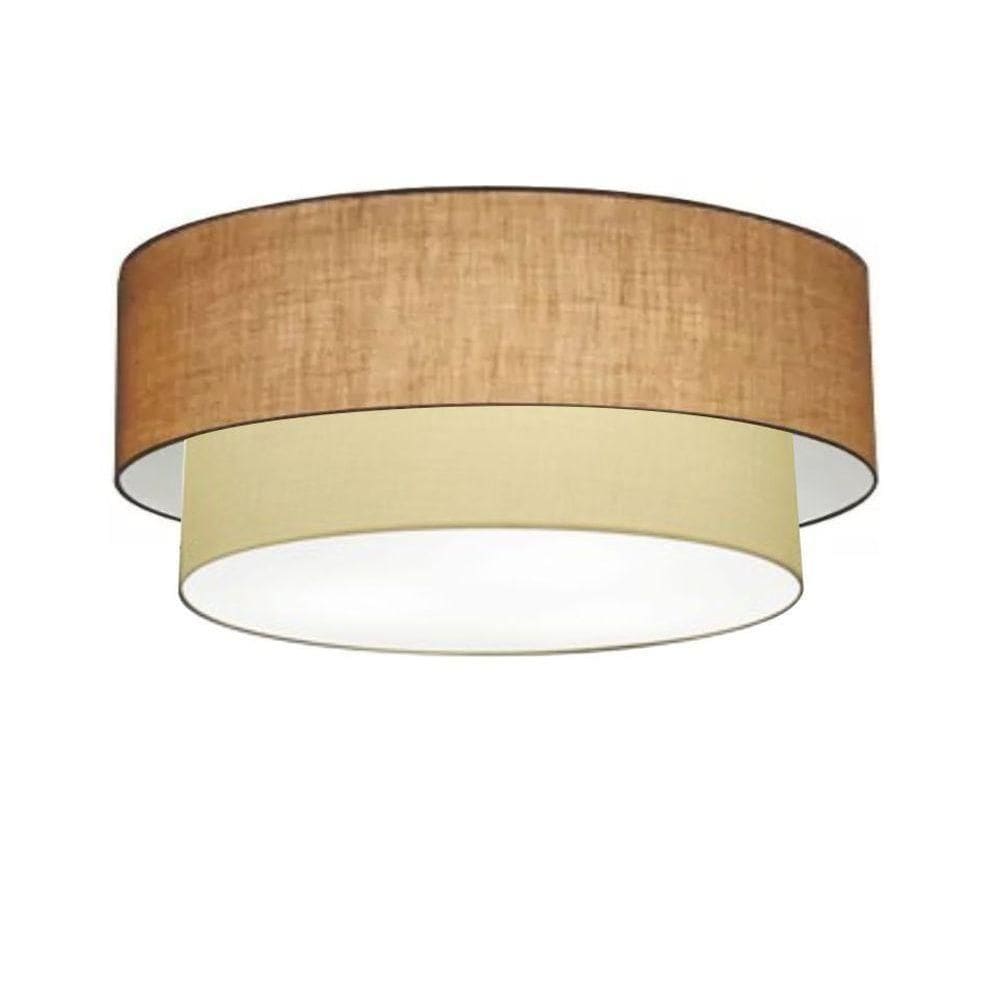 Plafon Duplo Cilíndrico Vivare Md-3064 Cúpula Em Tecido 70x60cm - Bivolt Palha-bege 127/220v