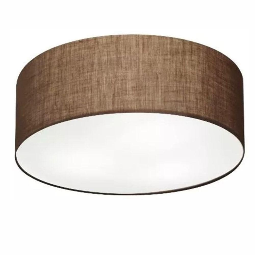 Plafon Cilíndrico Md-3049 Cúpula Em Tecido 70x15cm Café - Bivolt
