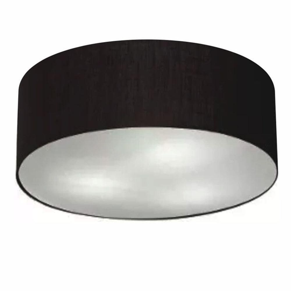 Plafon Cilíndrico Md-3057 Cúpula Em Tecido 55x15cm Preto - Bivolt