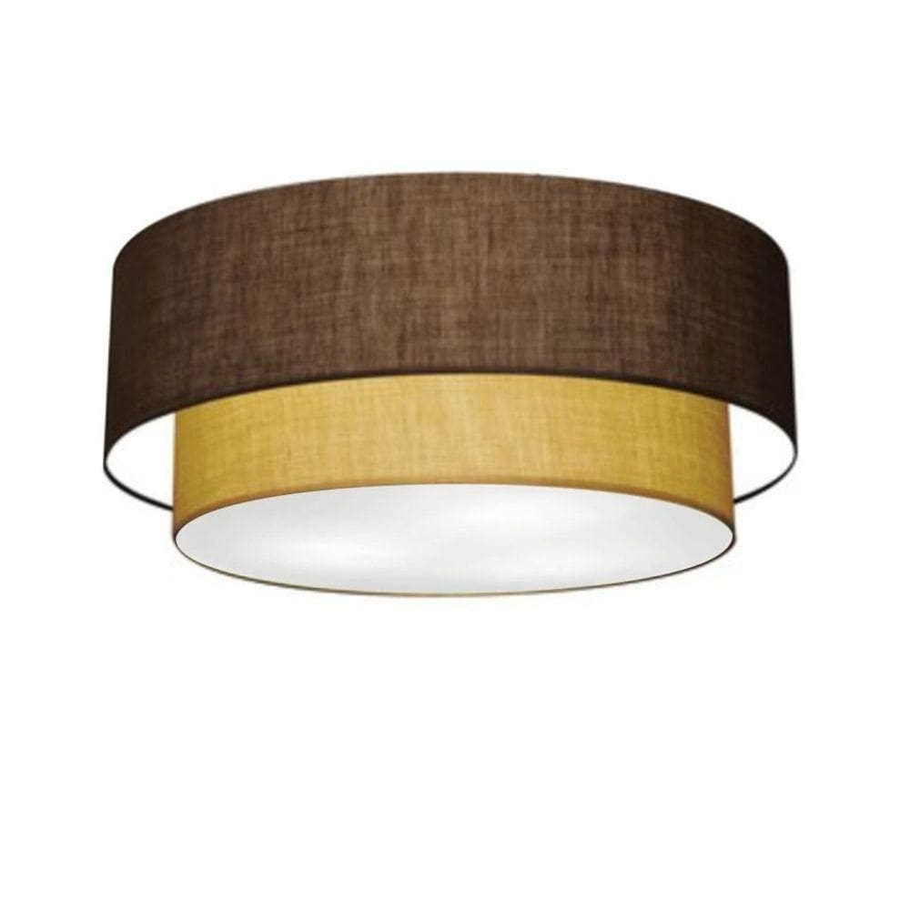 Plafon Duplo Cilíndrico Vivare Md-3064 Cúpula Em Tecido 70x60cm - Bivolt Café-palha 127/220v
