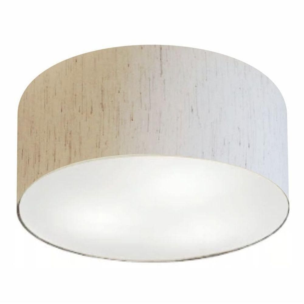 Plafon Cilíndrico Vivare Md-3055 Cúpula Em Tecido 80x21cm - Bivolt Linho Bege 127/220v