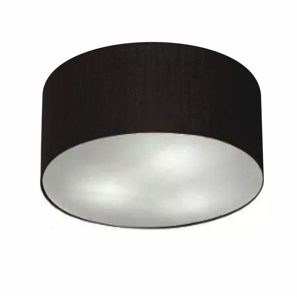 Plafon Cilíndrico Vivare Md-3048 Cúpula Em Tecido 50x21cm - Bivolt Preto 127/220v