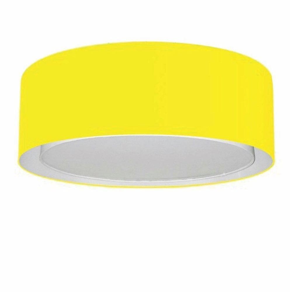 Plafon Cilíndrico Duplo Vivare Md-3037 Cúpula Em Tecido 60x25cm - Bivolt Amarelo 127/220v