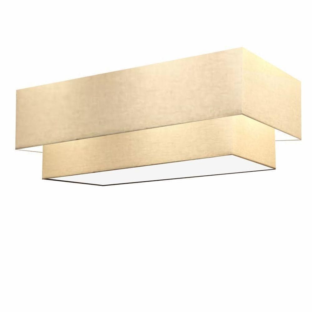 Plafon Duplo Retangular Vivare Md-3071 Cúpula Em Tecido 80x40cm X 70x30cm - Bivolt Algodão-crú 127/220v