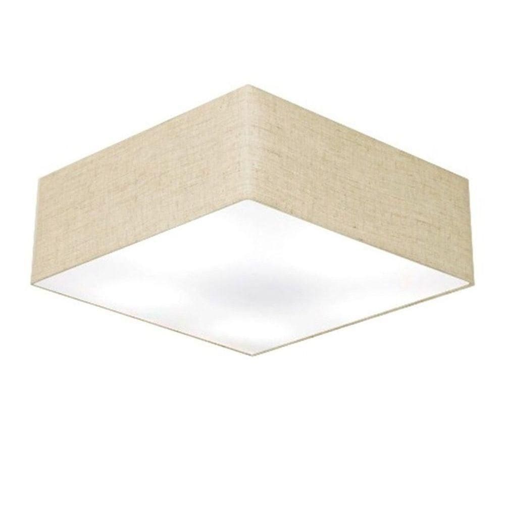 Plafon Quadrado Vivare Md-3052 Cúpula Em Tecido 15/60x60cm - Bivolt Rustico-bege 127/220v