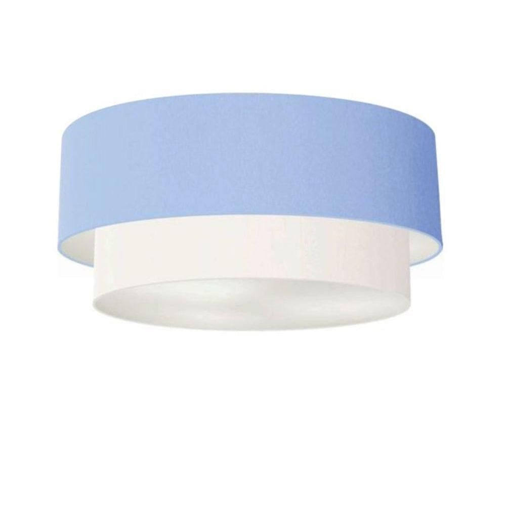 Plafon Duplo Cilíndrico Vivare Md-3063 Cúpula Tecido 55x50cm - Bivolt Azul-bebê-branco 127/220v