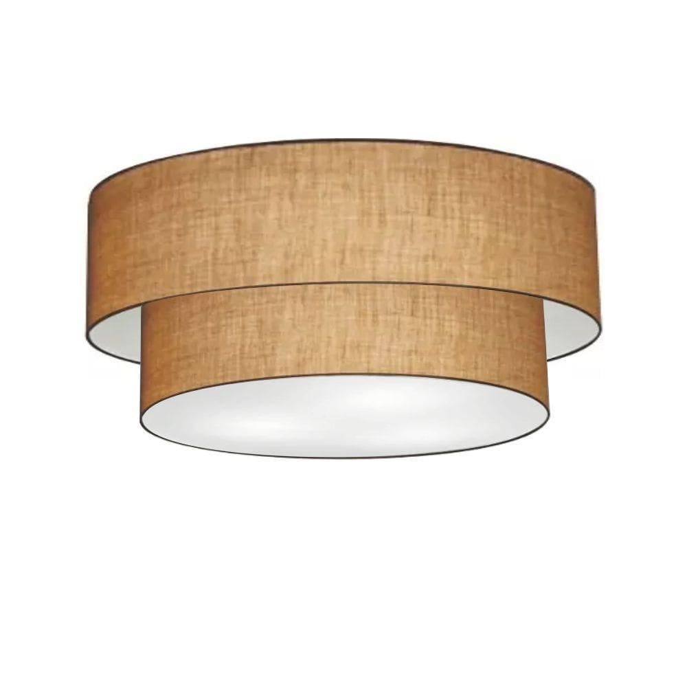 Plafon Duplo Cilíndrico Vivare Md-3065 Cúpula Em Tecido 80x70cm - Bivolt Palha 127/220v