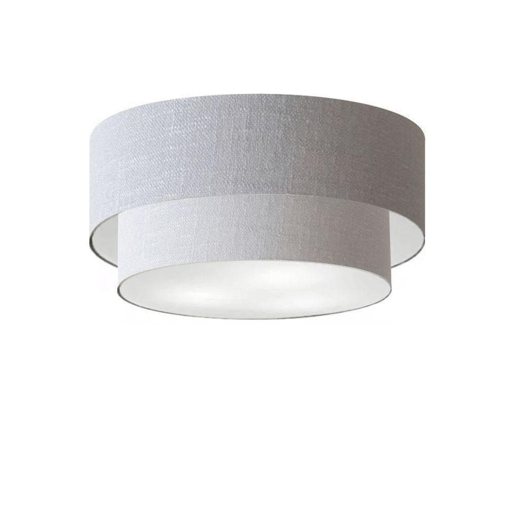 Plafon Duplo Cilíndrico Vivare Md-3062 Cúpula Em Tecido 45x40cm - Bivolt Rustico-cinza 127/220v