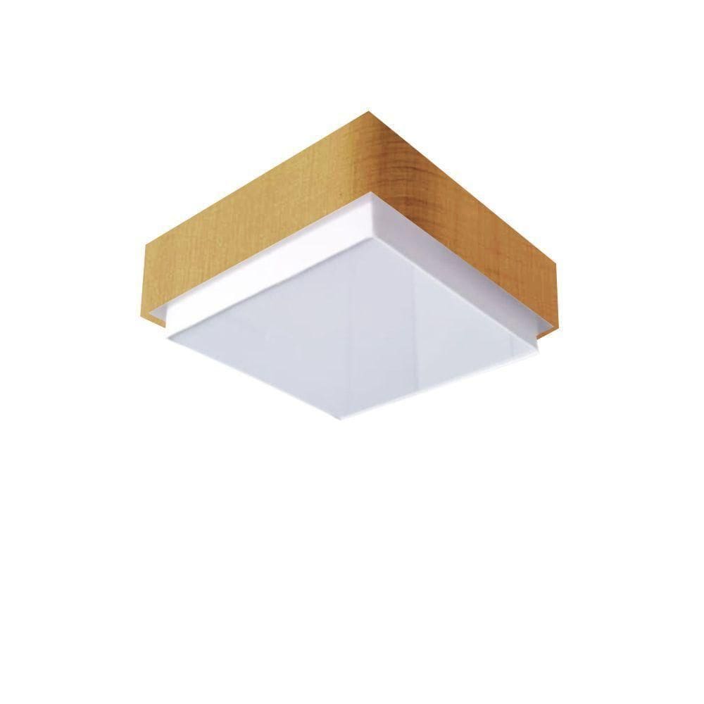 Plafon Quadrado Vivare Md-3089 Cúpula Em Tecido 40x40cm - Bivolt Palha 127/220v