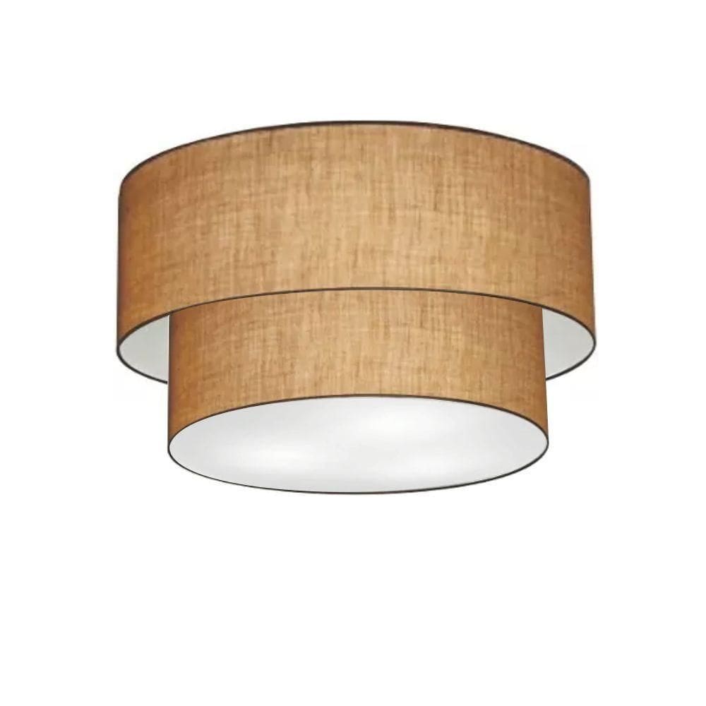 Plafon Duplo Cilíndrico Vivare Md-3045 Cúpula Em Tecido 40x35cm - Bivolt Palha 127/220v