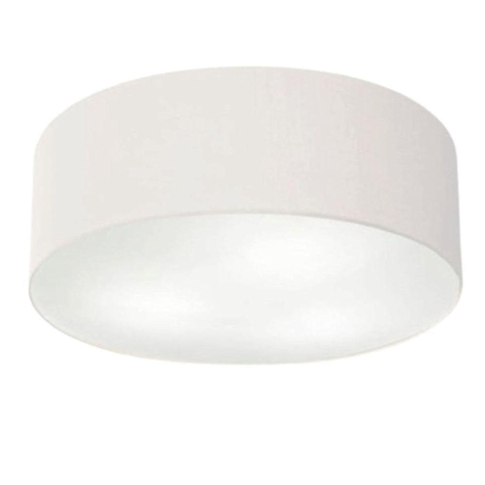 Plafon Cilíndrico Md-3057 Cúpula Em Tecido 55x15cm Branco - Bivolt