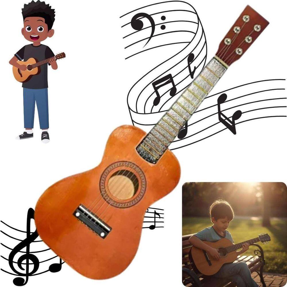 Violão Infantil Acústico Madeira Verniz Envio Relâmpago