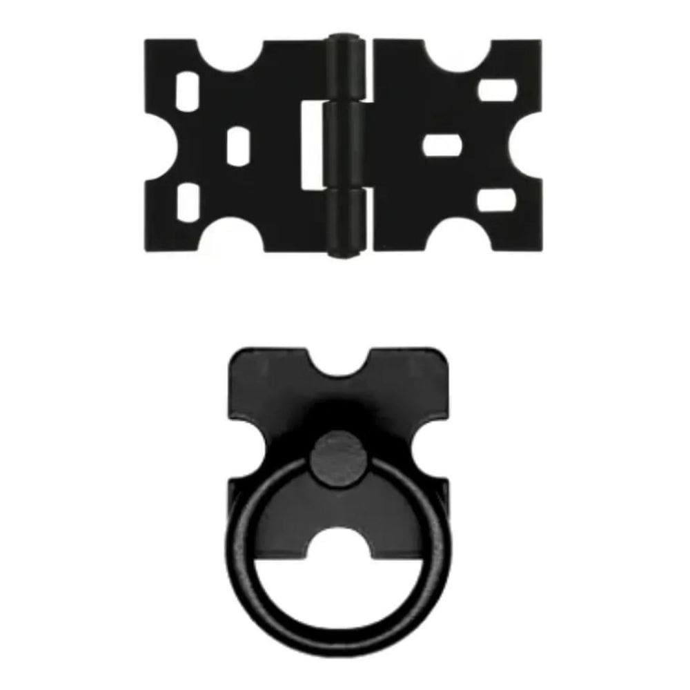 Kit 24 Unidades 16 Dobradiças + 8 Puxadores Rústicos Preto
