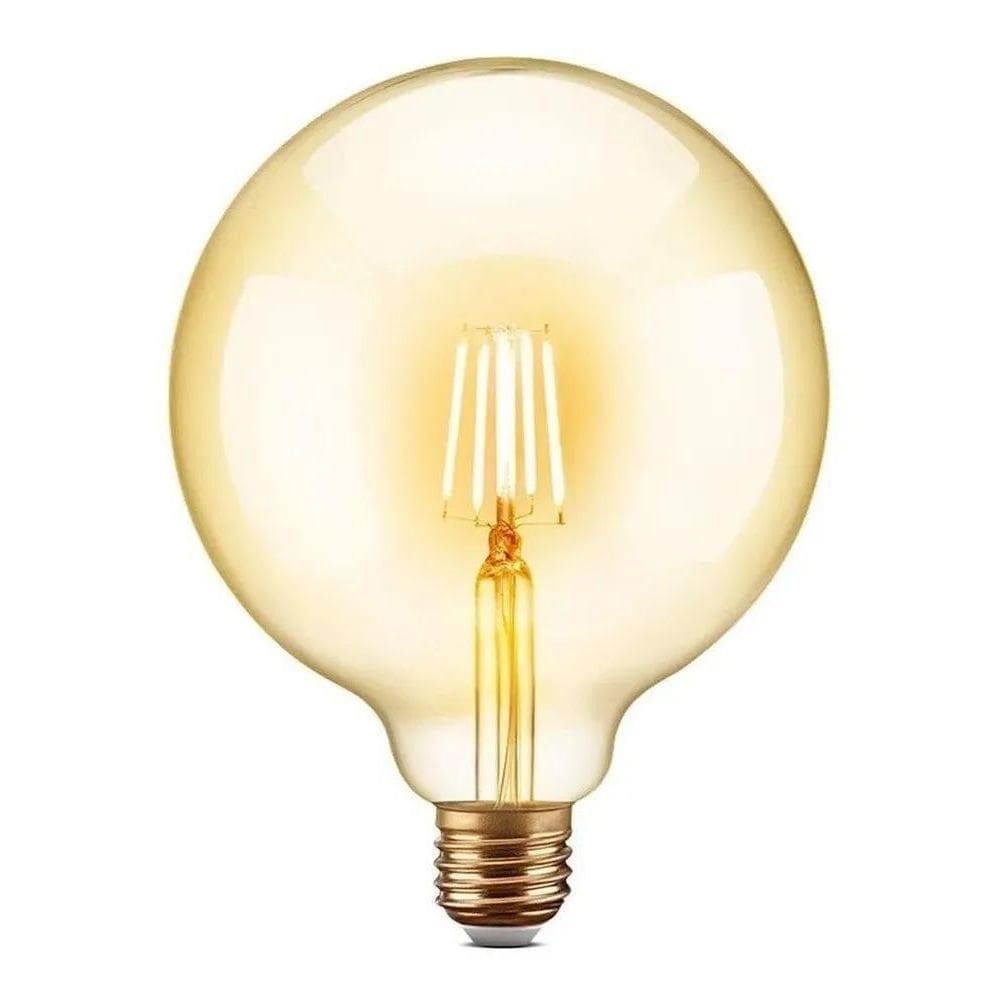 Lâmpada Filamento Led G125 Branco Quente Âmbar Retrô Luz Bra