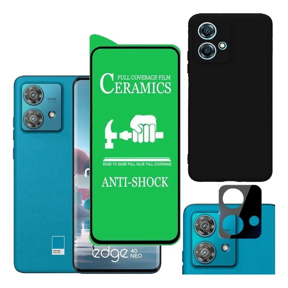 5X Capa Capinha Case Genérica + Películas Para Moto Edge 40