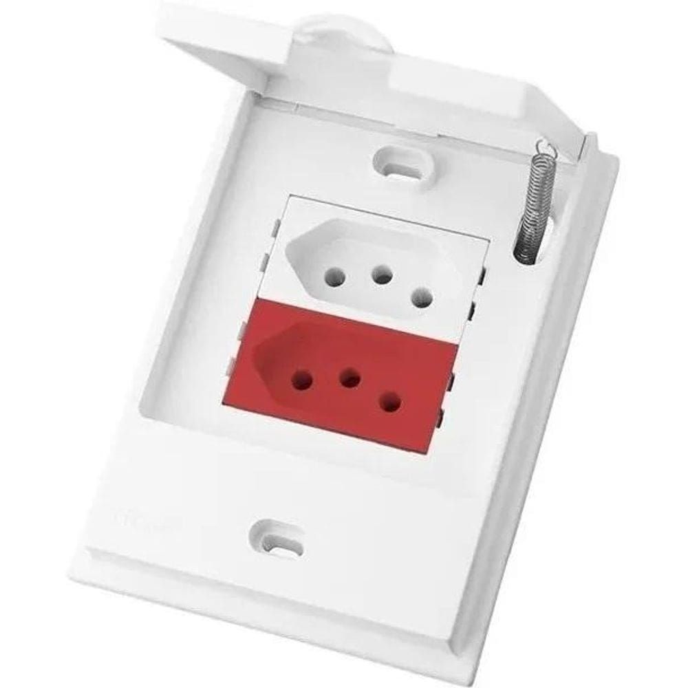 Tomada Dupla 10A+20A Vermelha Áreas Úmidas Jardim   Aquatic