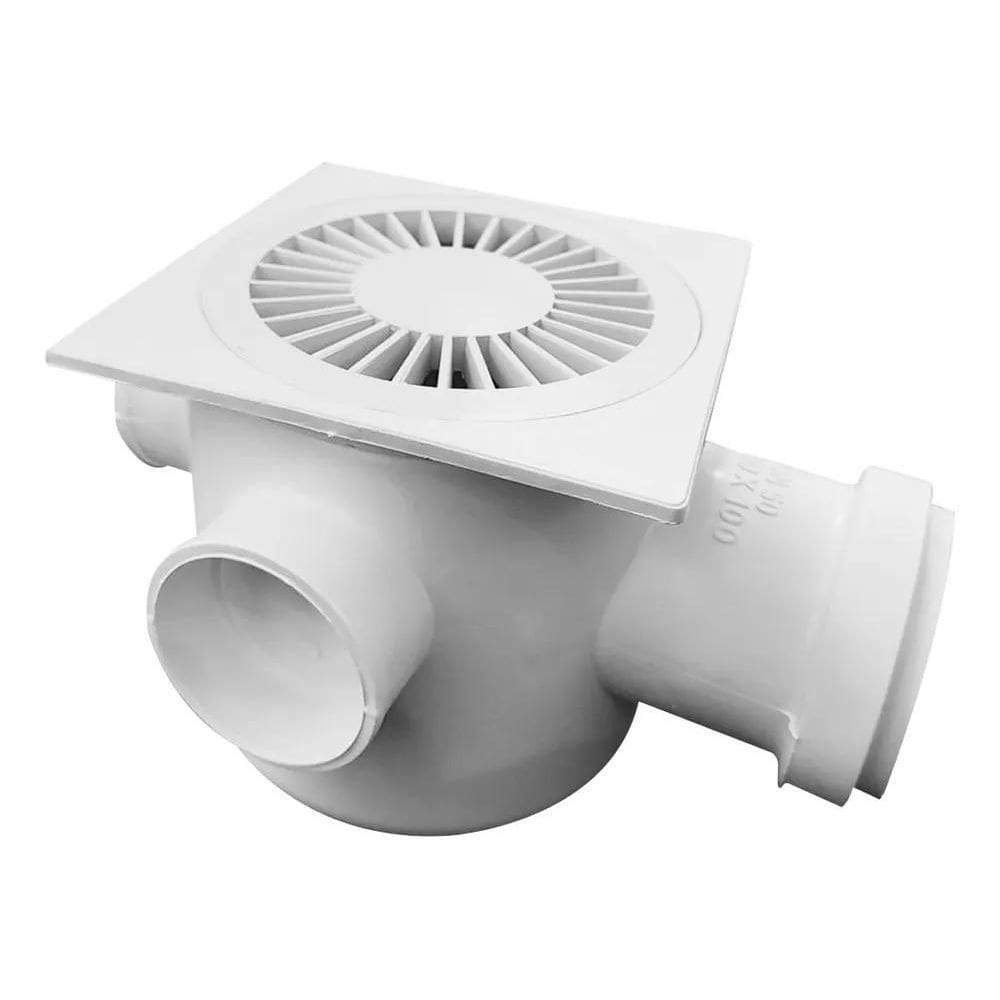 Caixa Sifonada Quadrada Branca 100X100X50 Pvc