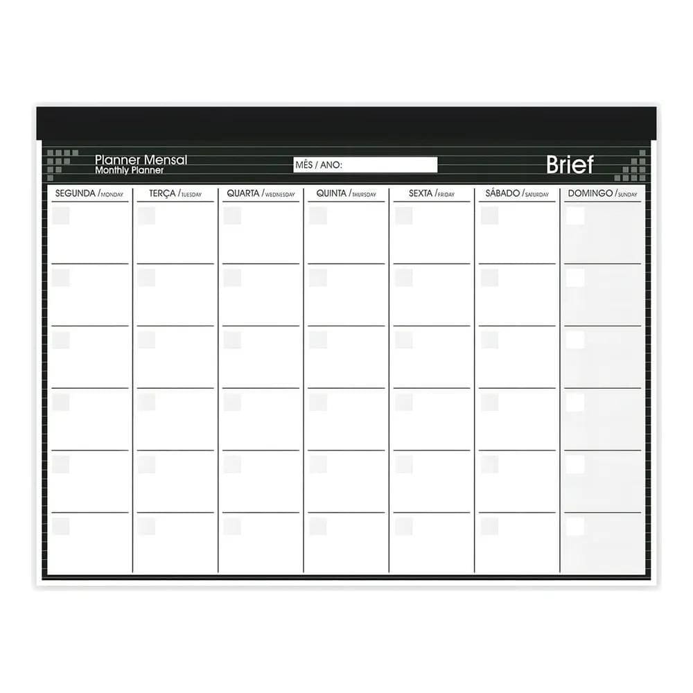 5X Planner Mensal 2025 De Mesa Preto Organização 24 Folhas M