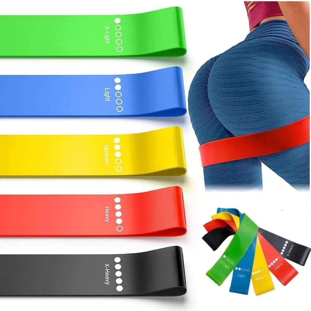 Kit De 5 Faixa Elástica Miniband Treino Pilates E Crossfit