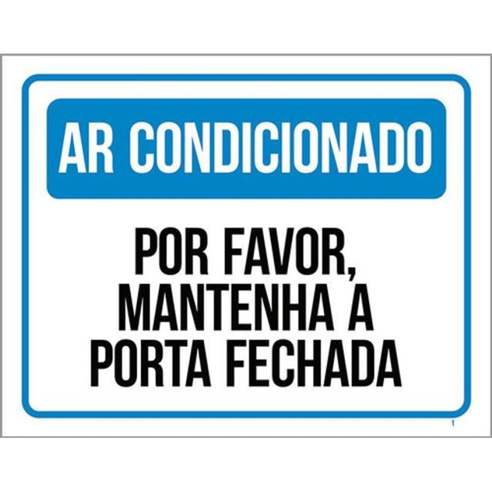Kit 5 Placas Ar Condicionado Mantenha Porta Fechada Azul