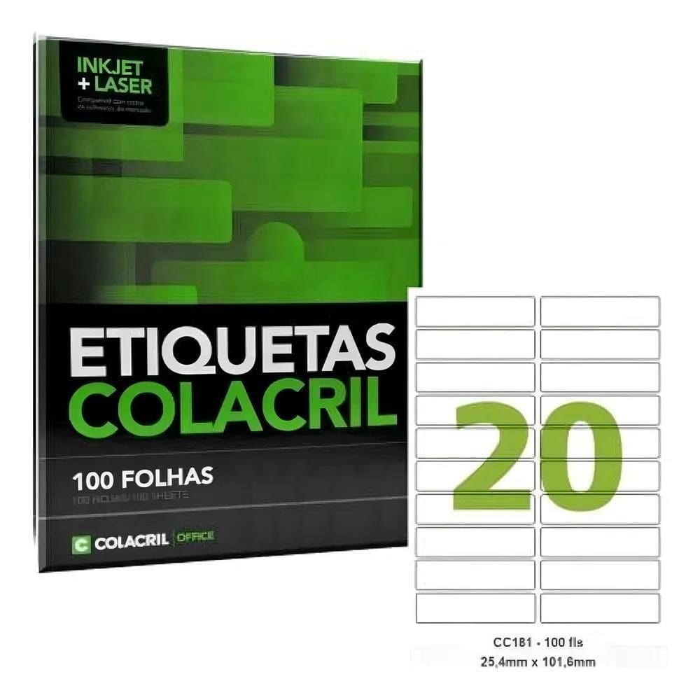 Etiqueta Adesiva Carta Com 20 Etiquetas Colacril Cc181 Cor B