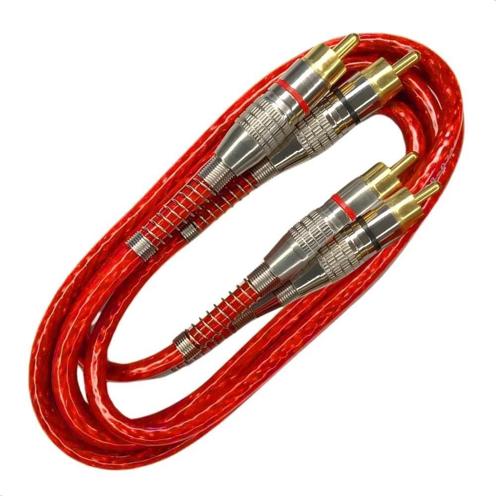 Cabo Rca Blindado 1 Metro 5Mm Conector Metal Som Automotivo