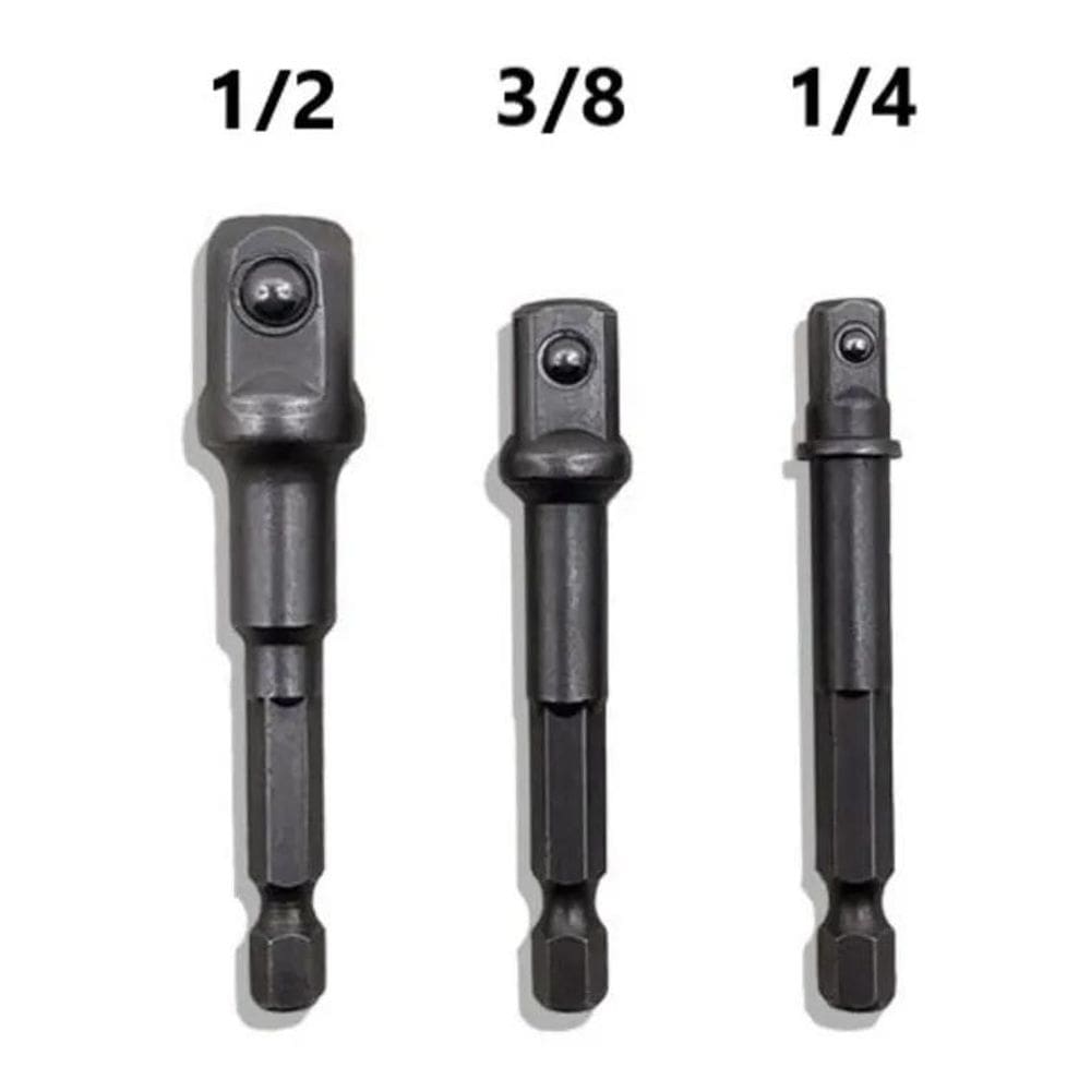 5X Kit 3 Adaptador Soquete Parafusadeira Furadeira 1/4 3/8 1