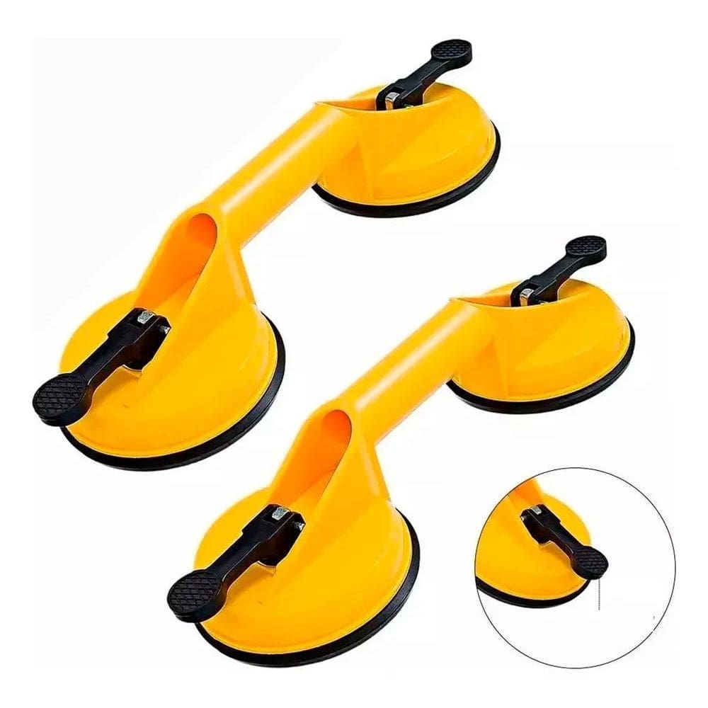 3X Par Ventosa Dupla 80Kg 2Un Vidros Pisos Porcelanatos Pesa