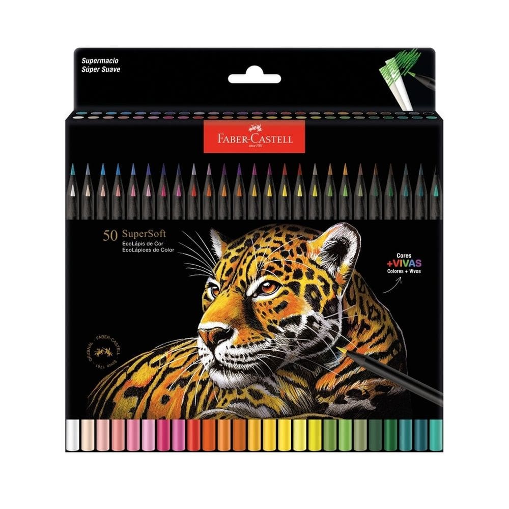 Lapis De Cor Supersoft 50 Cores Faber Castell Novo Estojo