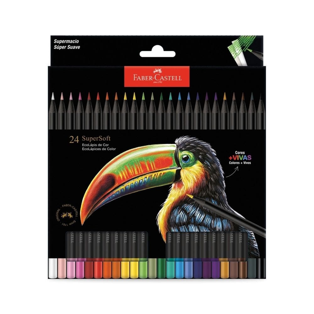 Lapis De Cor Supersoft 24 Cores Faber Castell Novo Estojo