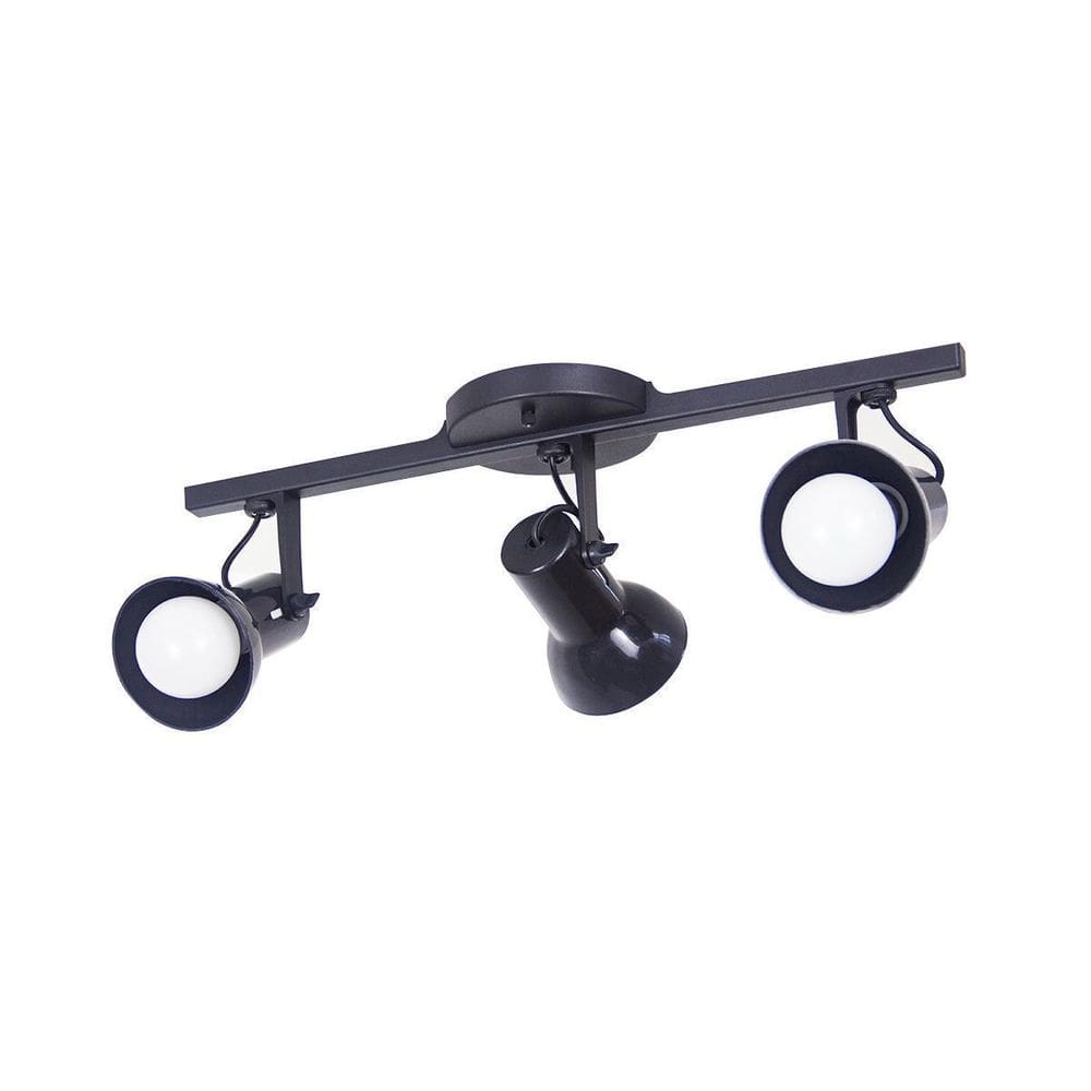 Spot Trilho Triplo 3 Sobrepor Direcionável E-27 Preto