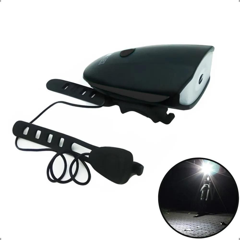 Farol De Bike Com Buzina E Lanterna De Sinalizaçao Led Usb C