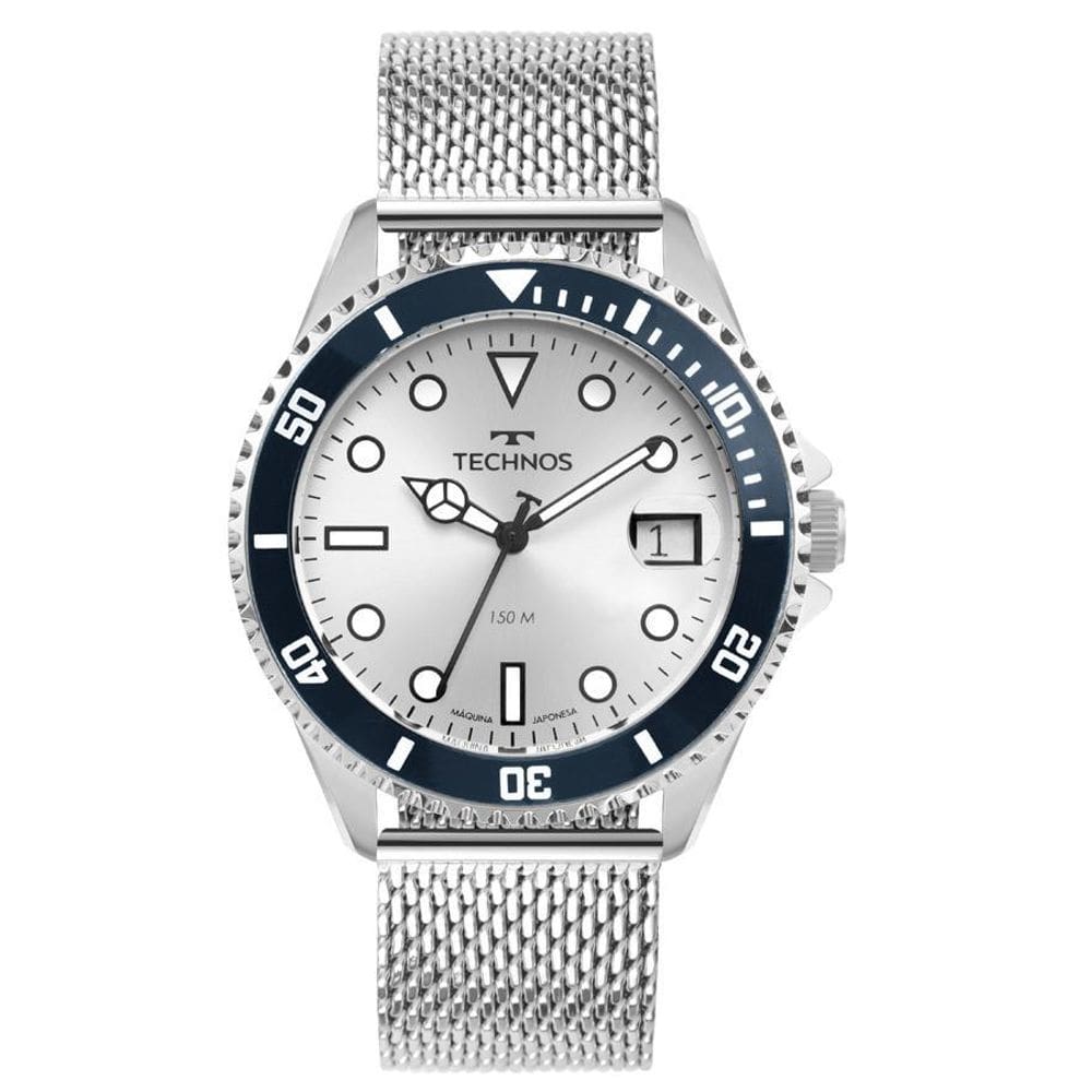 Relógio Technos 2415Dy/1K Prateado 2415 Grande Aço Mergulho