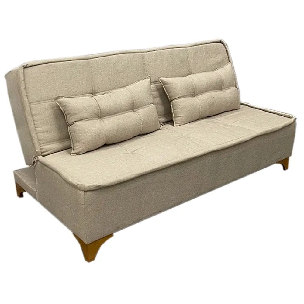 Sofá Cama Zayan 2 Lugares Tecido Linho 186cm Boareto Cor Bege