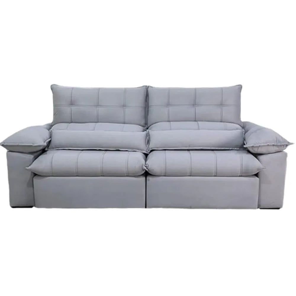 Sofá Lennon 4 Lugares Retrátil e Reclinável 250cm Tecido Veludo Uniart Cor Cinza