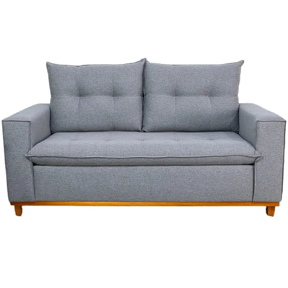 Sofá Bali 3 Lugares com Almofadas Soltas Tecido Linho 187cm JC Estofados Cor Cinza