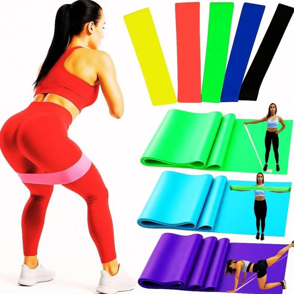 Kit 3 Faixas Elasticas + 5 Mini Band Resistencia Pilates R78