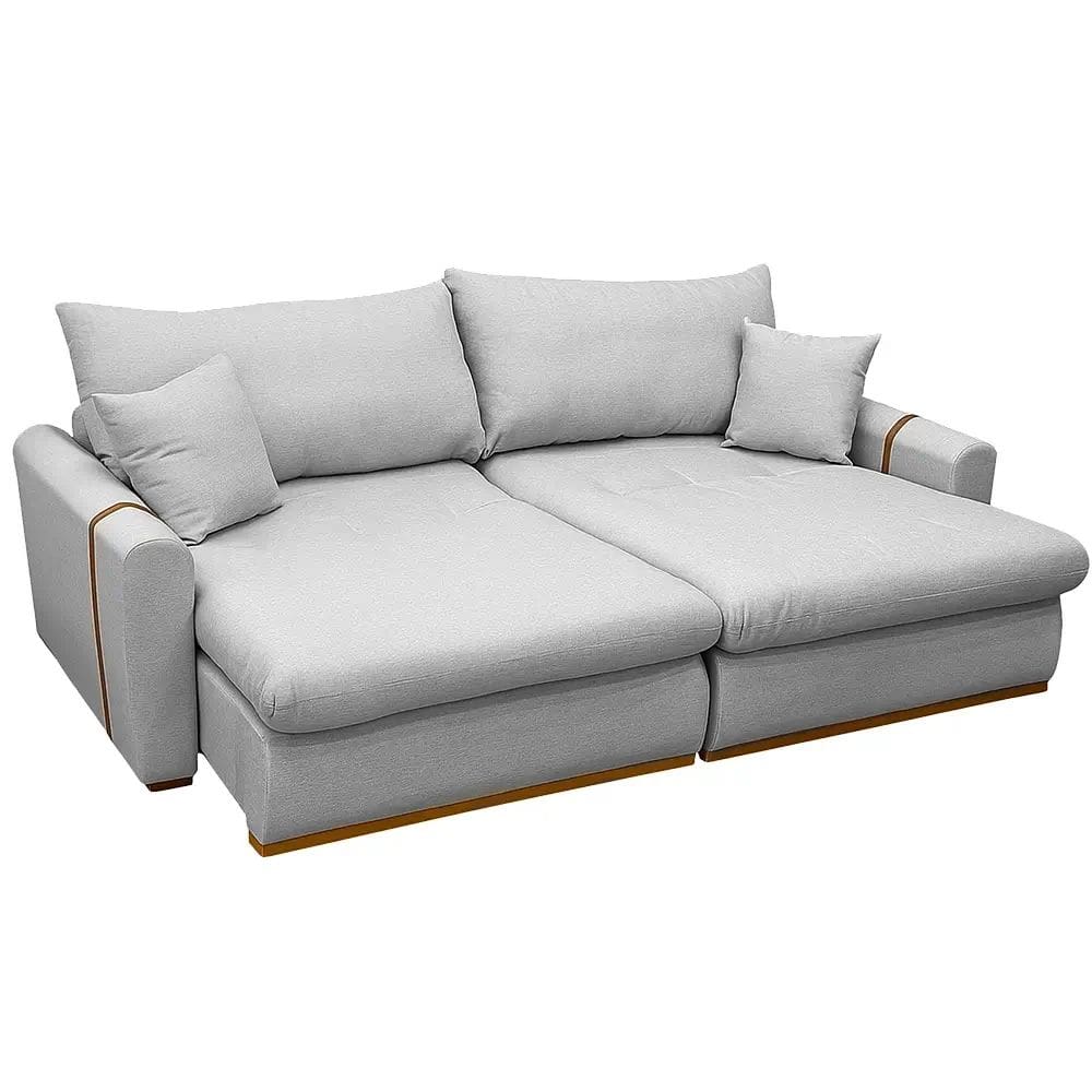 Sofá Cama Cristal 4 Lugares Retrátil Tecido Linho 230cm Zarat Cor Cinza