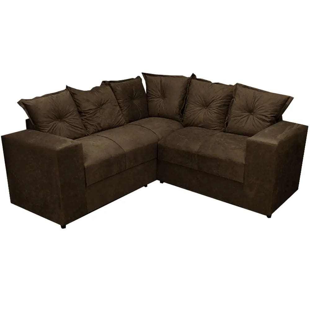 Sofá de Canto Belo 4 Lugares 180cm x 180cm Tecido Suede Felipe Estofados Cor Marrom