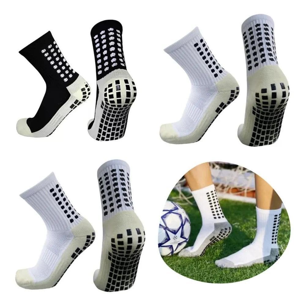 3X Kit 3 Pares Meia Antiderrapante Esportiva Futebol Treino