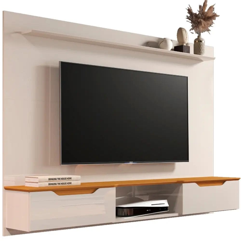 Painel Studio para TV até 65 Polegadas 2 Portas EDN Cor Off White Cedro
