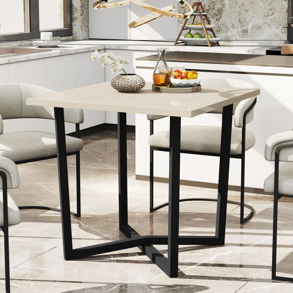 Mesa De Jantar 80x80 4 Lugares Valence Industrial Pés Em Aço