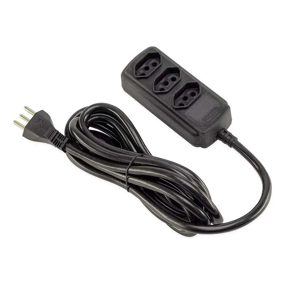 Extensão 3 Tomadas Tripolar 20A Grosso 3M Preto Force Line