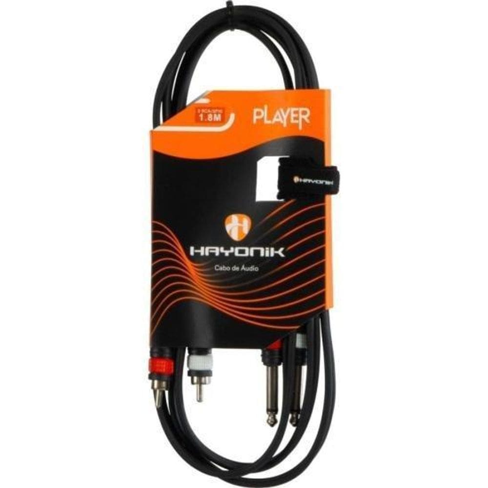 Cabo De Áudio Player P10 X Rca 1,8M Preto Hayonik